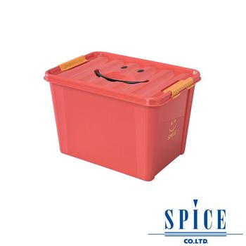 SPICE KIDS馬卡龍附蓋微笑整理箱收納箱紅色 L
