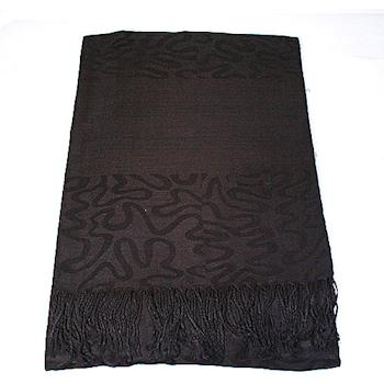 暖意單品-變形蟲編織圖騰流蘇圍巾