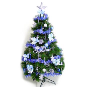摩達客 台灣製10呎/10尺 (300cm)特級綠松針葉聖誕樹(+藍銀色系配件組)(不含燈)