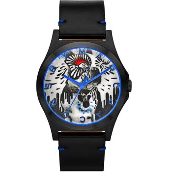 Marc Jacobs Holiday Henry 塗鴉藝術沙皮狗腕錶-黑/40mm MBM8622