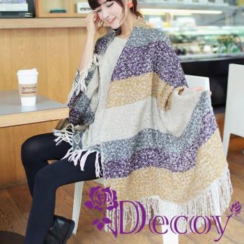 【Decoy】渲染流蘇＊仿羊毛編織圍巾/黃紫