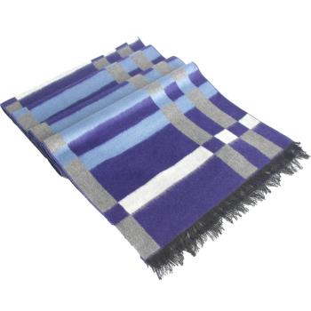 經典時尚100%蠶絲保暖圍巾(藍青條)