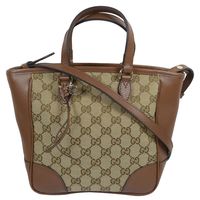GUCCI 449241 BREE 經典雙G緹花皮革拼接二用包.駝/咖邊