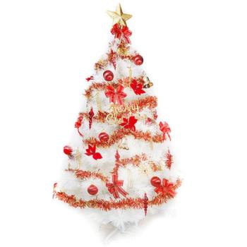 摩達客 台灣製15尺/15呎(450cm)特級白色松針葉聖誕樹 (紅金色系配件)(不含燈)