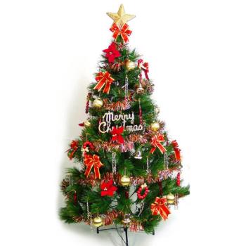 摩達客 台灣製15尺/15呎(450cm)特級綠松針葉聖誕樹 (+紅金色系配件組)(不含燈)