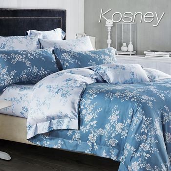 【KOSNEY】雙色羅曼史  特大100%天絲TENCE六件式兩用被床罩組
