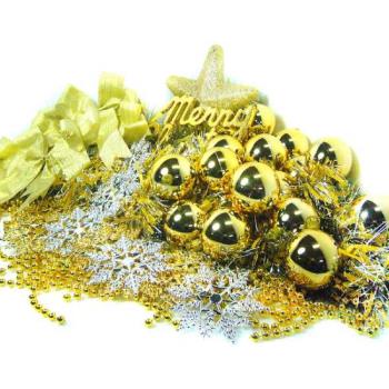 摩達客★聖誕裝飾配件包組合~金銀色系 (4~5呎樹適用)(不含聖誕樹)(不含燈)