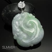 SUMMER寶石 天然緬甸A貨冰糯春帶彩翡翠項鍊(實物實拍 G7-32)