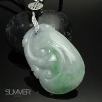 SUMMER寶石 天然緬甸A貨冰糯春帶彩翡翠項鍊(實物實拍 G7-35)