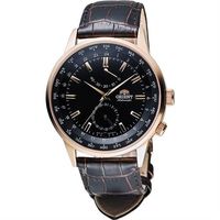 ORIENT 東方錶 WORLD TIME系列世界時間機械錶-黑x咖啡/44mm SFA06001B