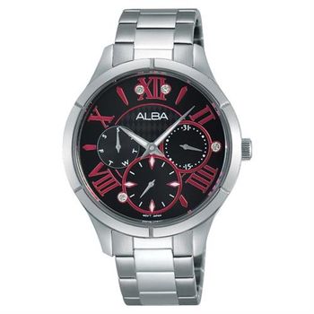 ALBA 限定羅馬戀人晶鑽女錶-黑x桃紅刻度/36mm VD75-X087D(AP6293X1)