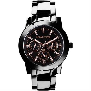 Relax Time 時尚達人日曆顯示腕錶-IP黑x玫塊金時標/38mm R0800-16-10