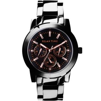 Relax Time 時尚達人日曆顯示腕錶-IP黑x玫塊金時標/42mm R0800-16-10X