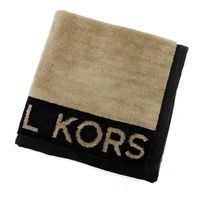 MICHAEL KORS 字母LOGO素面毛巾(摩卡x黑)