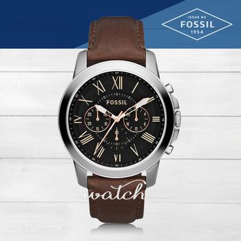 【FOSSIL】型男必備_皮革錶帶_三眼顯示_強化玻璃_指針男錶(FS4813)