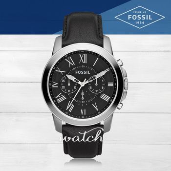 【FOSSIL】型男必備_皮革錶帶_三眼顯示_強化玻璃_指針男錶(FS4812)