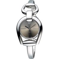 GUCCI Horsebit 羅馬唯美手鍊腕錶-咖啡/28mm YA139501