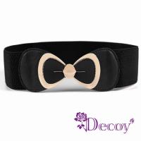 【Decoy】裙襬蝴蝶結*金框皮革彈性腰封/黑