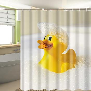 繽紛特級加厚防潑水浴簾(可愛小鴨)+不鏽鋼伸縮桿