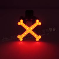 BIKEGUY COB 紅光LED警示燈2段模式造型後燈-X型骷髏