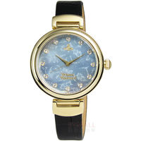 Vivienne Westwood / VV128GDBK / Hampton 浪漫圓舞曲真皮女錶 黑X金 32mm