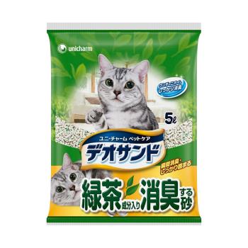日本Unicharm消臭大師 尿尿後消臭貓砂-綠茶香(5Lx4包)