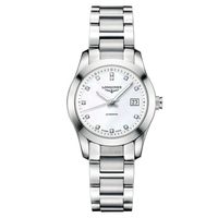 LONGINES 浪琴 Conquest 系列真鑽機械女錶-珍珠貝x銀/29.5mm L22854876