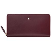 MONTBLANC 萬寶龍經典牛皮8卡拉鍊長夾-酒紅 114533