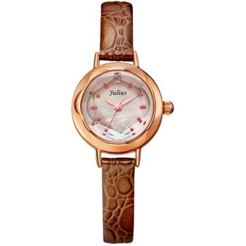 【JULIUS】氣質名媛貝殼鏡面復古腕錶(五色/22mm)