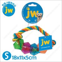 美國JW《繽紛磨牙棉繩益智豆莢環S》潔牙抗憂鬱漏食玩具