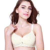 任-聚攏前開扣記憶軟鋼圈小蘋果花純棉哺乳內衣 -黃色小蘋果