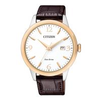CITIZEN 星辰 光動能紳士牛皮男錶-白/40mm(BM7304-16A)