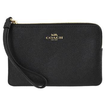 COACH 58032 品牌烙印LOGO防刮皮革零錢手拿包.黑