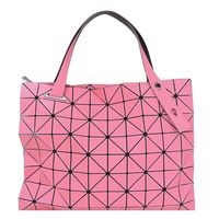 ISSEY MIYAKE 三宅一生BAOBAO CARTON T FROST幾何方格8x10拉鍊肩背包(霧面粉紅)