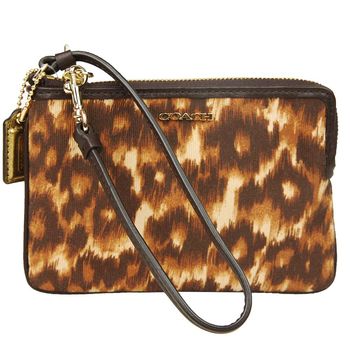COACH 豹紋圖騰防刮L型手拿包