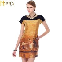 MONS歐風精品印染100%蠶絲洋裝(CE4015)