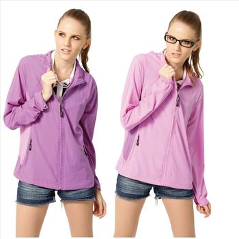 【SAMLIX山力士】女 抗UV 輕薄 休閒 風衣 外套#WJ625(深紫.淺紫)