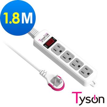 Tyson太順電業 TS-314AS 3孔1切4座延長線(拉環扁插)-1.8米