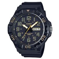 【CASIO】 旋轉計時潛水風三針運動錶-黑X黃時針 (MRW-210H-1A2)