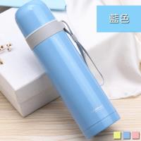 PUSH 不銹鋼雙層無尾真空 保溫瓶保溫杯 藍色 500ml