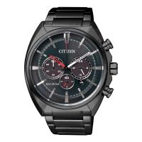 CITIZEN 星辰 光動能碼錶三眼計時男錶-鍍黑/45mm(CA4285-50H)