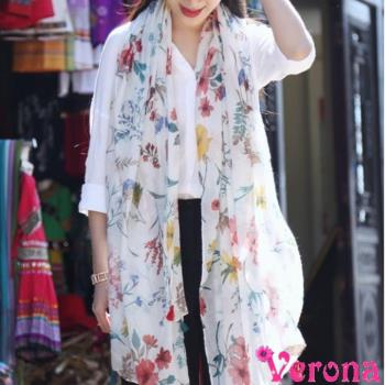 【Verona】日系清新印花圖騰棉麻圍巾披肩絲巾