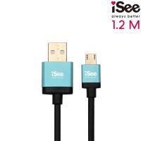 iSee Micro USB 鋁合金充電/資料傳輸線(IS-C68)-蒂芬尼藍