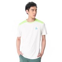【hilltop山頂鳥】男款抗UV吸濕排汗抗皺彈性上衣S04MB0白/綠