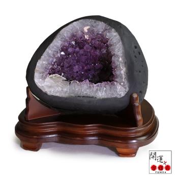 開運方程式- 烏拉圭方解石共生錢袋子聚寶盆紫水晶洞AGU388(4.12公斤紫晶洞)
