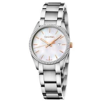 【Calvin Klein】CK手錶 K5R33B4G 簡約三針 日期顯示 剛錶帶女錶 珍珠貝面盤/銀 30mm