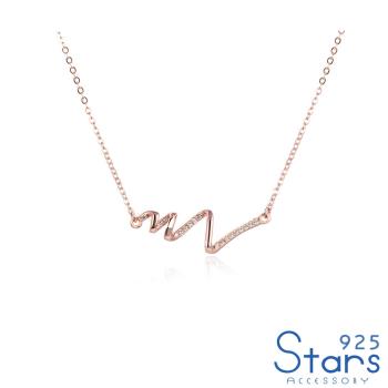 【925 STARS】純銀925輕奢氣質美鑽鑲嵌水波線條造型項鍊 造型項鍊 美鑽項鍊 (3款任選)