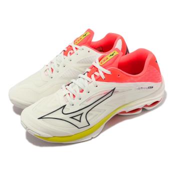 Mizuno 排球鞋 Wave Lightning Z7 男鞋 寬楦 白 橘 黃 回彈 羽桌球鞋 運動鞋 美津濃 V1GA2300-03