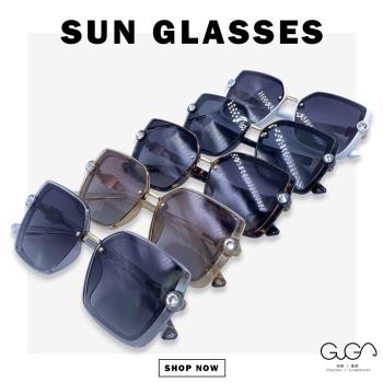 【GUGA】台灣製造偏光太陽眼鏡 大方框鑲鑽款 多色可選 抗UV400 100%紫外線 墨鏡 偏光眼鏡 出遊戶外逛街搭配