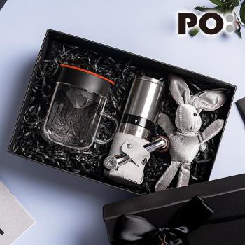 【PO:Selected】丹麥手沖咖啡禮盒組(手動不鏽鋼咖啡磨2.0/咖啡玻璃杯240ml-共4色)